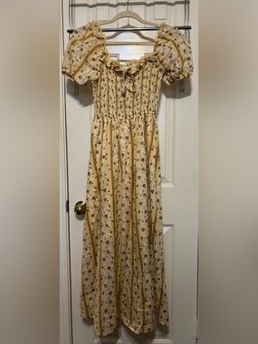 NWOT Blu Pepper Yellow Floral Maxi Dress with Puff Sleeves